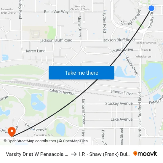 Varsity Dr at W Pensacola St Nb to I.P. - Shaw (Frank) Building map