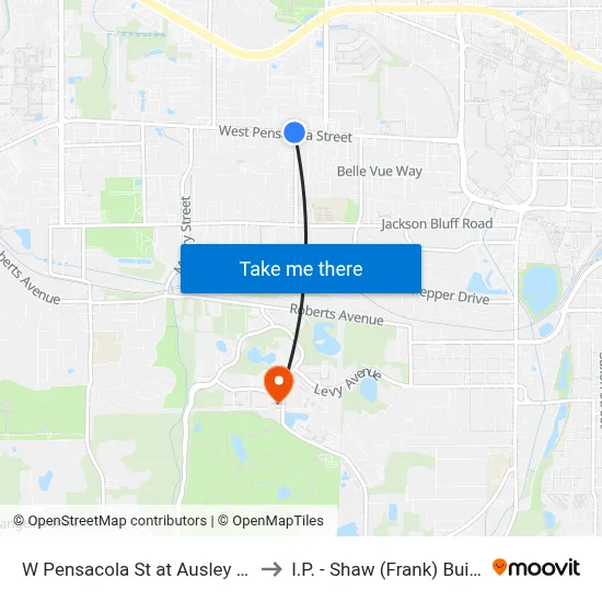 W Pensacola St at Ausley Rd Eb to I.P. - Shaw (Frank) Building map