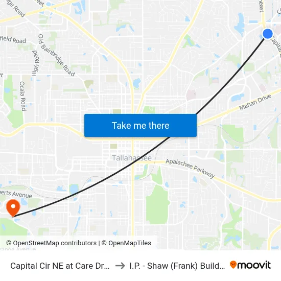 Capital Cir NE at Care Dr Nb to I.P. - Shaw (Frank) Building map