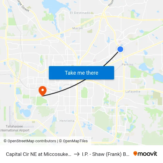 Capital Cir NE at Miccosukee Rd Sb to I.P. - Shaw (Frank) Building map