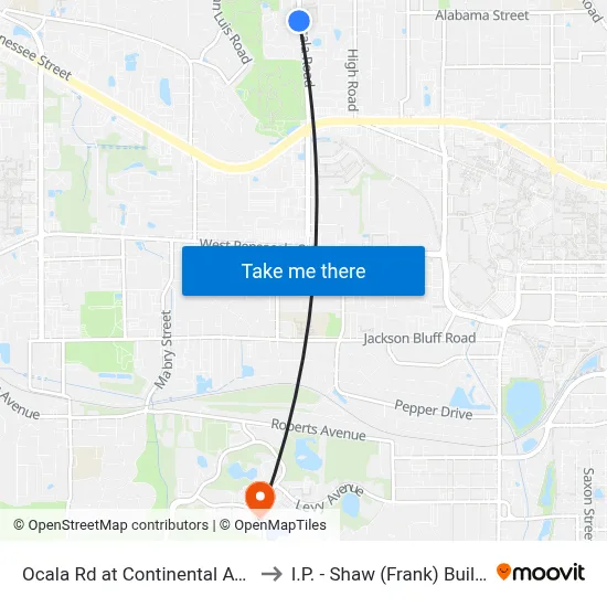 Ocala Rd at Continental Ave Sb to I.P. - Shaw (Frank) Building map