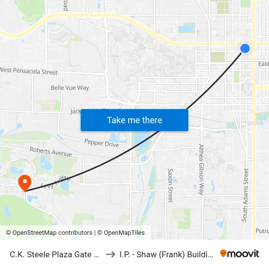 C.K. Steele Plaza Gate 15 to I.P. - Shaw (Frank) Building map