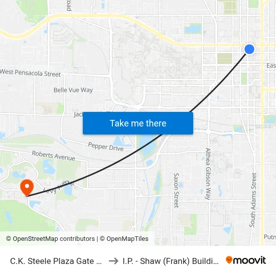 C.K. Steele Plaza Gate 19 to I.P. - Shaw (Frank) Building map