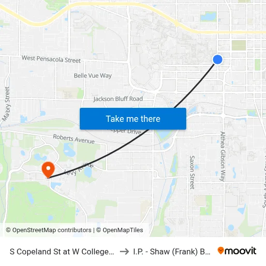 S Copeland St at W College Ave Nb to I.P. - Shaw (Frank) Building map