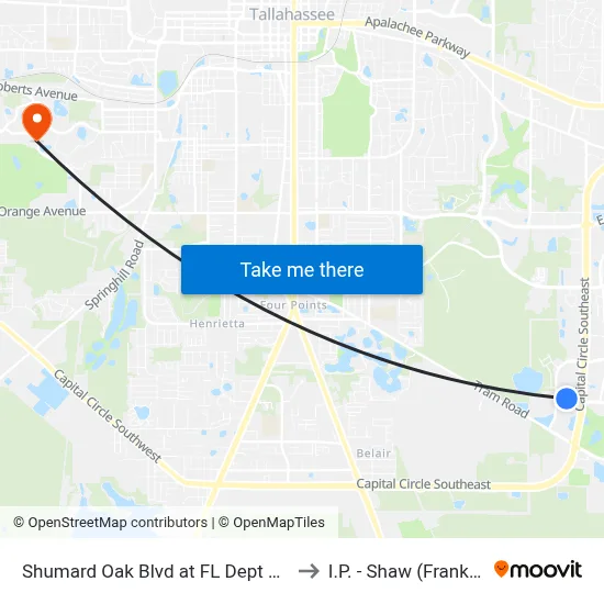 Shumard Oak Blvd at FL Dept Of Revenue Wb to I.P. - Shaw (Frank) Building map