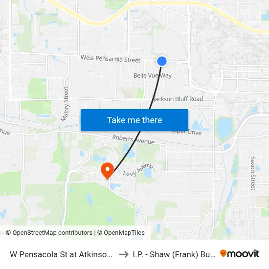 W Pensacola St at Atkinson Dr Eb to I.P. - Shaw (Frank) Building map