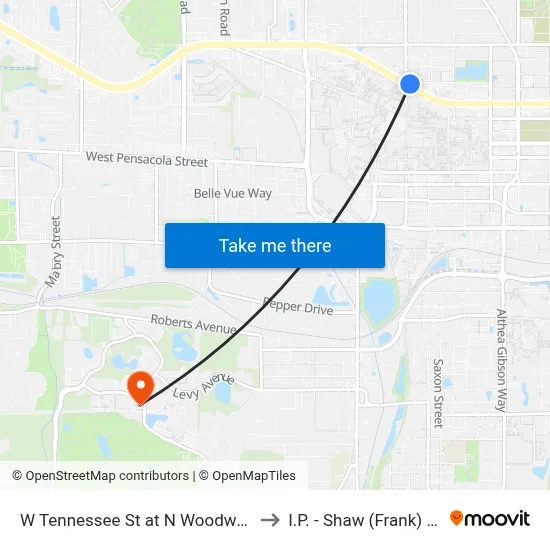 W Tennessee St at N Woodward Ave Wb to I.P. - Shaw (Frank) Building map