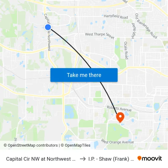 Capital Cir NW at Northwest Passage Sb to I.P. - Shaw (Frank) Building map