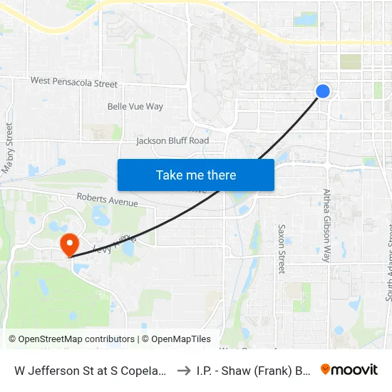 W Jefferson St at S Copeland St Sb to I.P. - Shaw (Frank) Building map