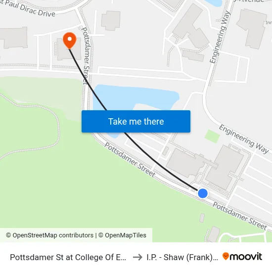 Pottsdamer St at College Of Engineering Nb to I.P. - Shaw (Frank) Building map