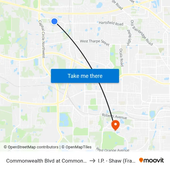 Commonwealth Blvd at Commonwealth Business Dr Eb to I.P. - Shaw (Frank) Building map
