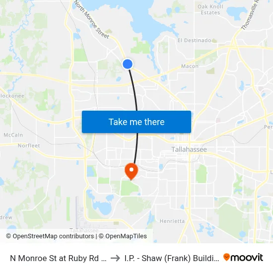 N Monroe St at Ruby Rd Sb to I.P. - Shaw (Frank) Building map