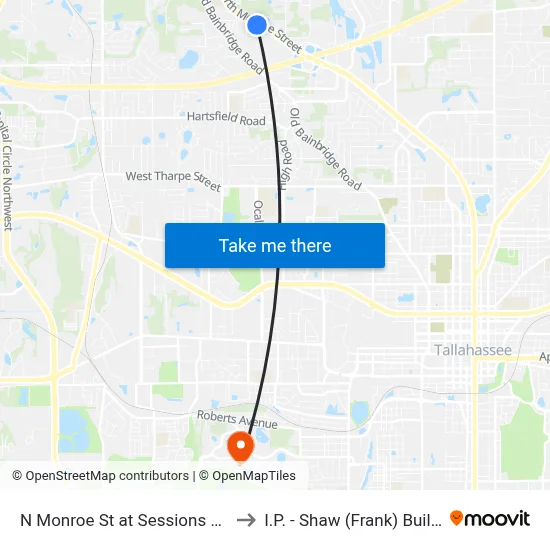 N Monroe St at Sessions Rd Sb to I.P. - Shaw (Frank) Building map