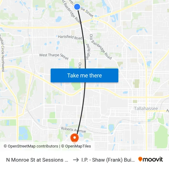 N Monroe St at Sessions Rd Nb to I.P. - Shaw (Frank) Building map
