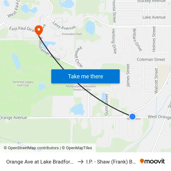 Orange Ave at Lake Bradford Rd Wb to I.P. - Shaw (Frank) Building map