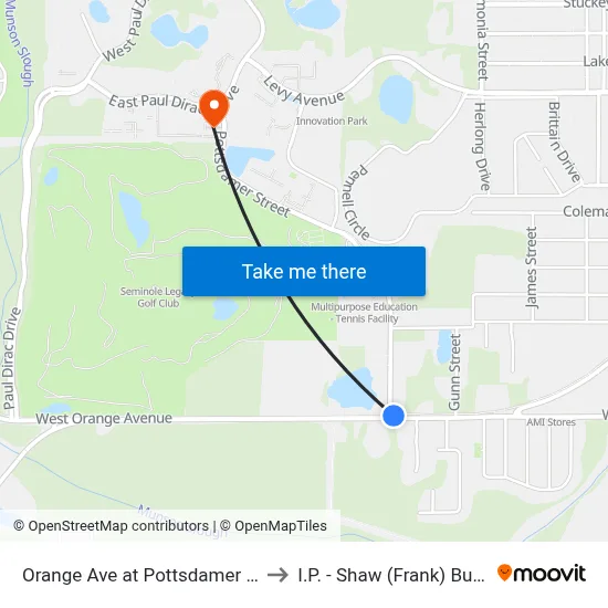 Orange Ave at Pottsdamer St Wb to I.P. - Shaw (Frank) Building map