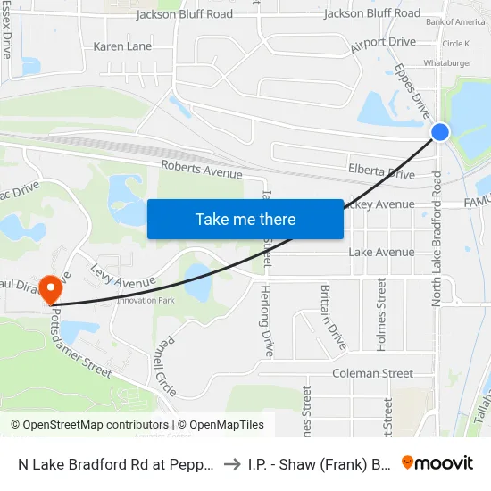 N Lake Bradford Rd at Pepper Dr Nb to I.P. - Shaw (Frank) Building map