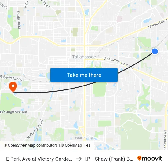 E Park Ave at Victory Garden Dr Wb to I.P. - Shaw (Frank) Building map