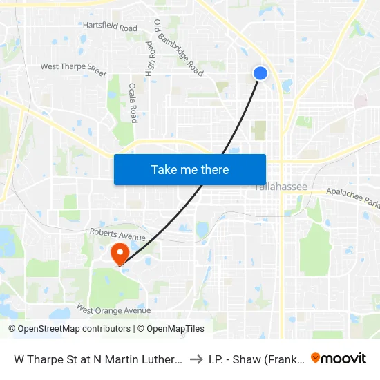 W Tharpe St at N Martin Luther King Jr Blvd Eb to I.P. - Shaw (Frank) Building map