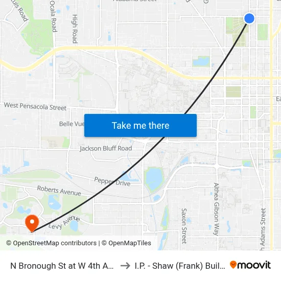 N Bronough St at W 4th Ave Sb to I.P. - Shaw (Frank) Building map