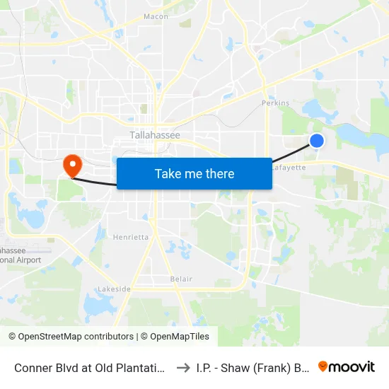 Conner Blvd at Old Plantation Rd Sb to I.P. - Shaw (Frank) Building map