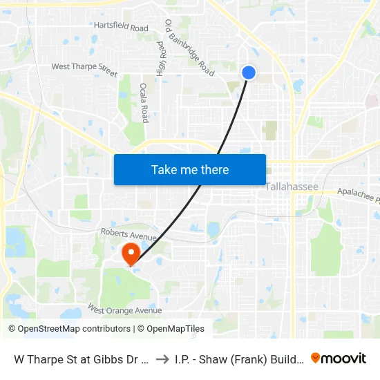 W Tharpe St at Gibbs Dr Wb to I.P. - Shaw (Frank) Building map