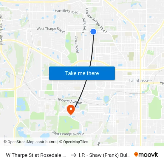 W Tharpe St at Rosedale Dr Wb to I.P. - Shaw (Frank) Building map