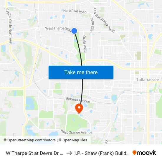 W Tharpe St at Devra Dr Wb to I.P. - Shaw (Frank) Building map