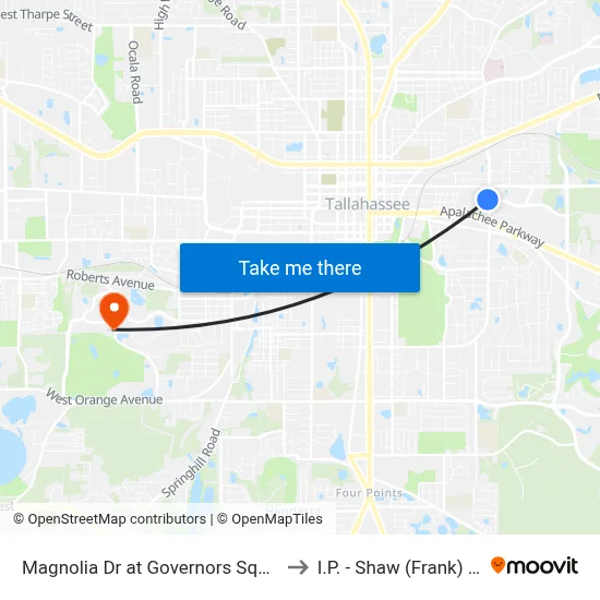 Magnolia Dr at Governors Square Blvd Sb to I.P. - Shaw (Frank) Building map