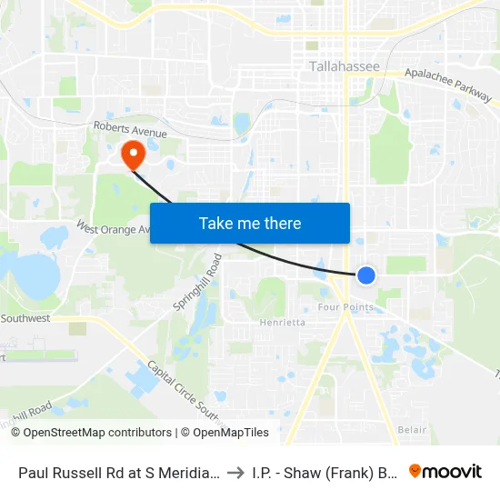 Paul Russell Rd at S Meridian St Wb to I.P. - Shaw (Frank) Building map