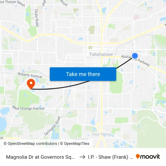 Magnolia Dr at Governors Square Blvd Nb to I.P. - Shaw (Frank) Building map