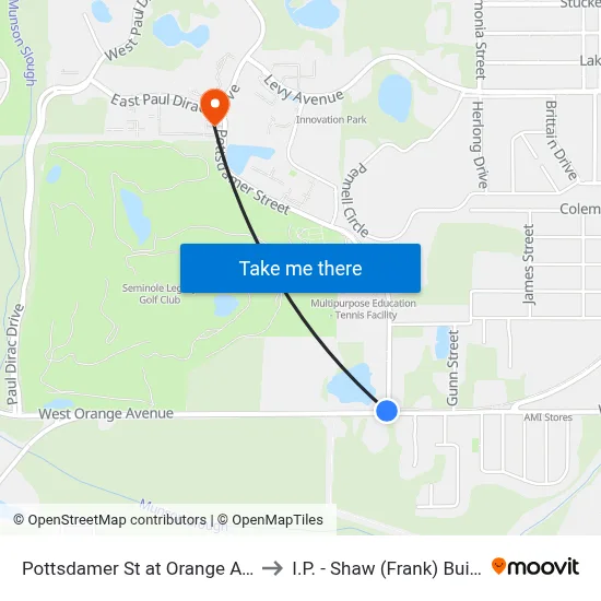 Pottsdamer St at Orange Ave Sb to I.P. - Shaw (Frank) Building map