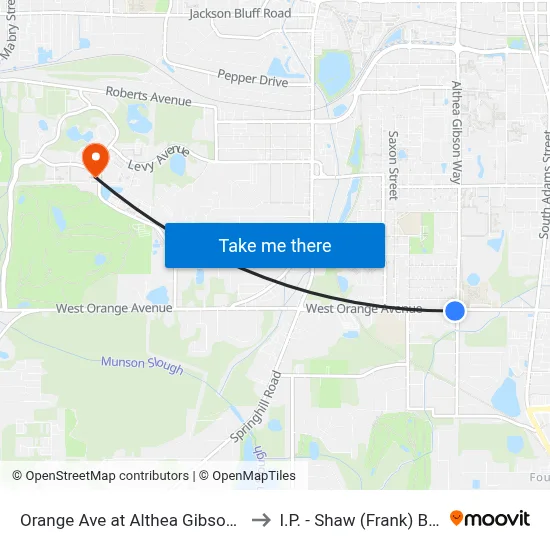 Orange Ave at Althea Gibson Way Eb to I.P. - Shaw (Frank) Building map