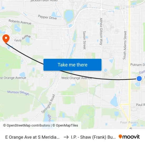 E Orange Ave at S Meridian St Eb to I.P. - Shaw (Frank) Building map