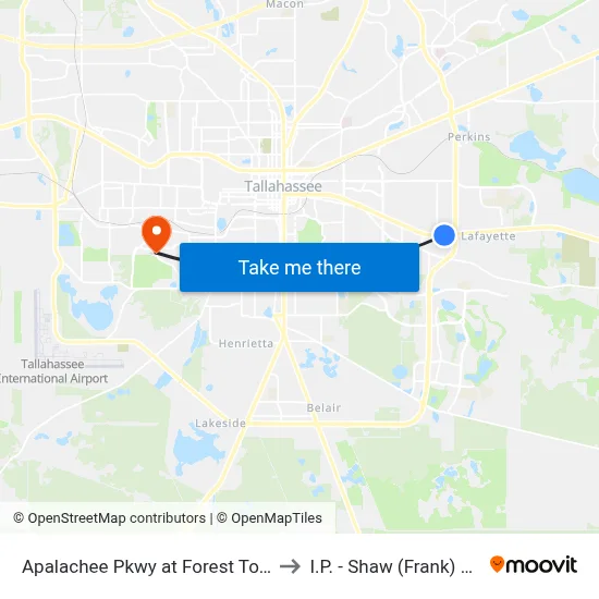 Apalachee Pkwy at Forest Tower Dr Eb to I.P. - Shaw (Frank) Building map