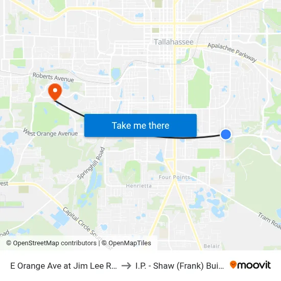 E Orange Ave at Jim Lee Rd Wb to I.P. - Shaw (Frank) Building map