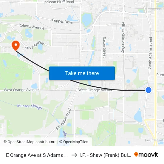 E Orange Ave at S Adams St Wb to I.P. - Shaw (Frank) Building map