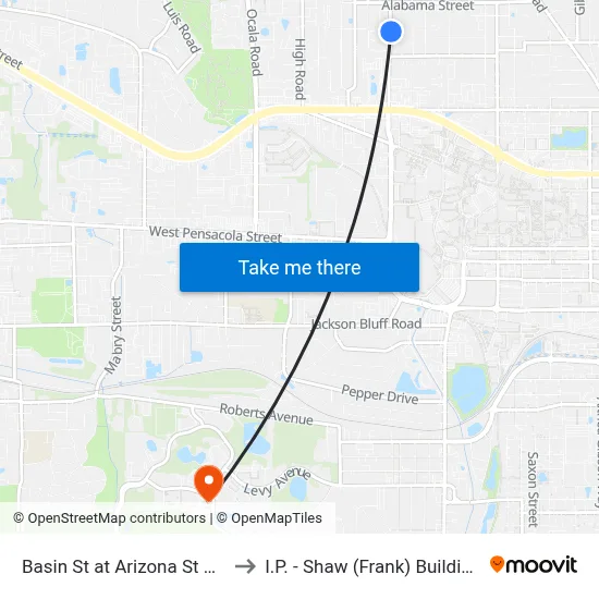 Basin St at Arizona St Nb to I.P. - Shaw (Frank) Building map