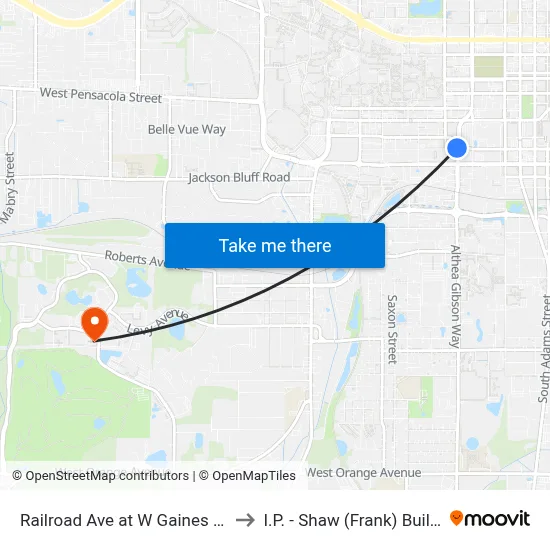 Railroad Ave at W Gaines St Sb to I.P. - Shaw (Frank) Building map