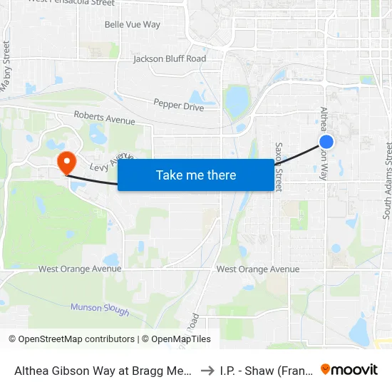 Althea Gibson Way at Bragg Memorial Stadium Nb to I.P. - Shaw (Frank) Building map