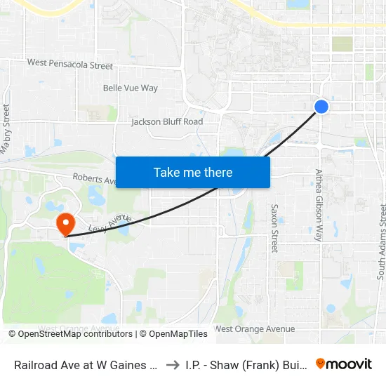 Railroad Ave at W Gaines St Nb to I.P. - Shaw (Frank) Building map