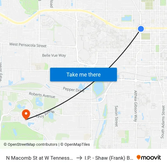 N Macomb St at W Tennessee St Nb to I.P. - Shaw (Frank) Building map