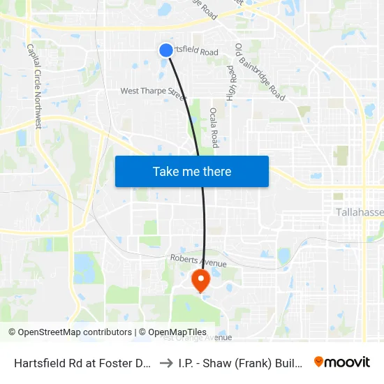 Hartsfield Rd at Foster Dr Eb to I.P. - Shaw (Frank) Building map