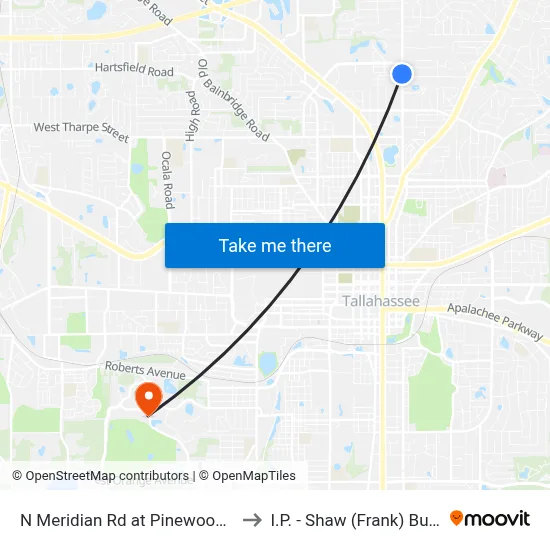 N Meridian Rd at Pinewood Dr Sb to I.P. - Shaw (Frank) Building map