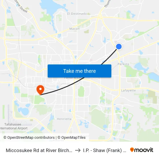 Miccosukee Rd at River Birch Hollow Eb to I.P. - Shaw (Frank) Building map