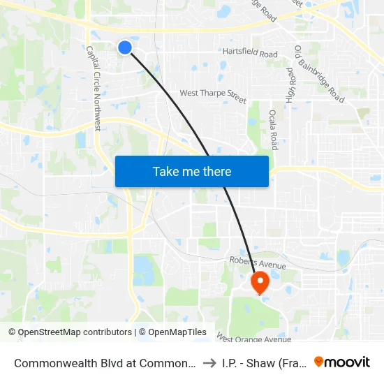 Commonwealth Blvd at Commonwealth Business Dr Wb to I.P. - Shaw (Frank) Building map