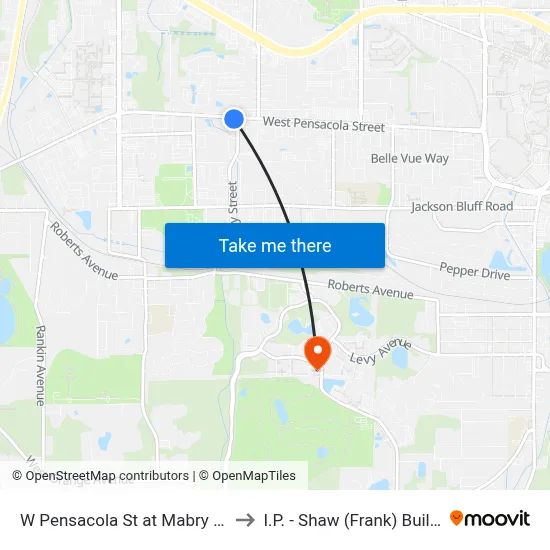 W Pensacola St at Mabry St Eb to I.P. - Shaw (Frank) Building map