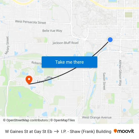 W Gaines St at Gay St Eb to I.P. - Shaw (Frank) Building map