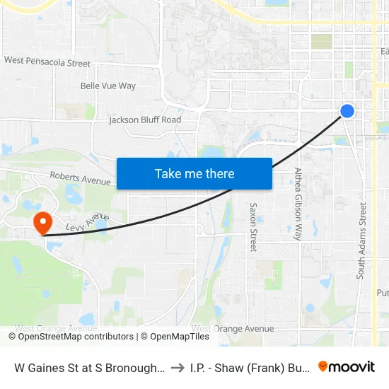 W Gaines St at S Bronough St Eb to I.P. - Shaw (Frank) Building map