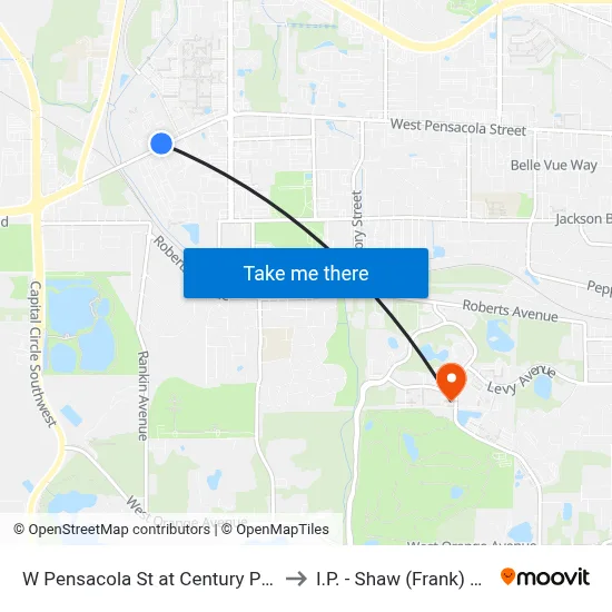 W Pensacola St at Century Park Dr Wb to I.P. - Shaw (Frank) Building map
